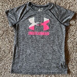 Under Armour Heat Gear Loose Youth Large Activewear Short Sleeve Logo Tee Shirt